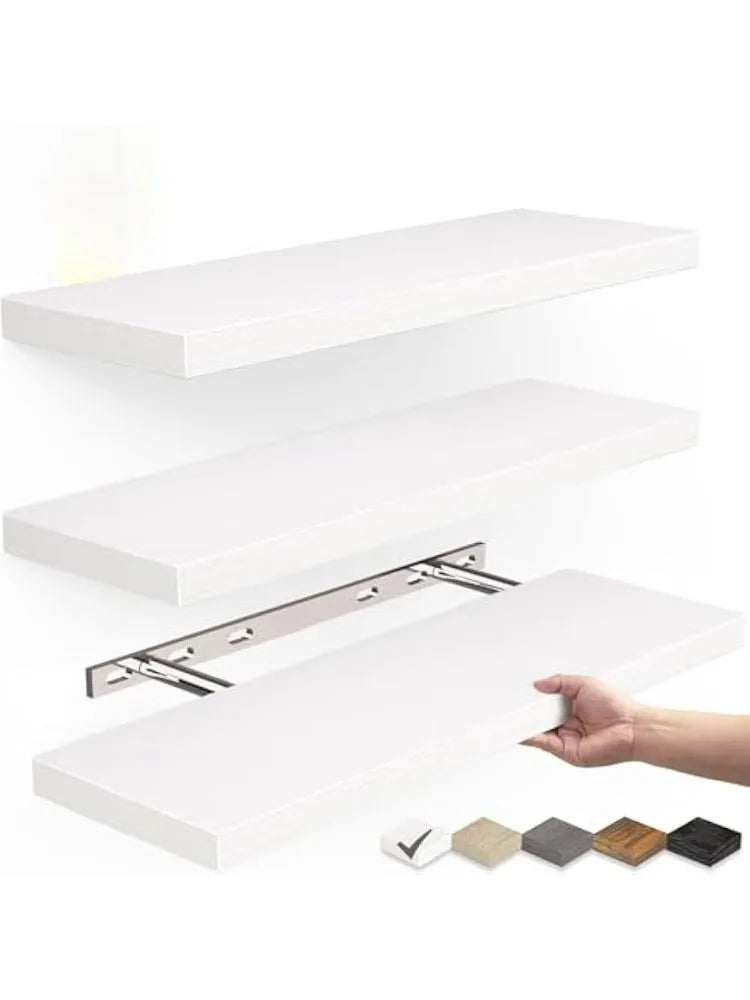 Floating Shelves for Wall, Wall Mounted Rustic Wood Shelves for Bathroom, Bedroom, Living Room, Kitchen, Hanging Books/Storage