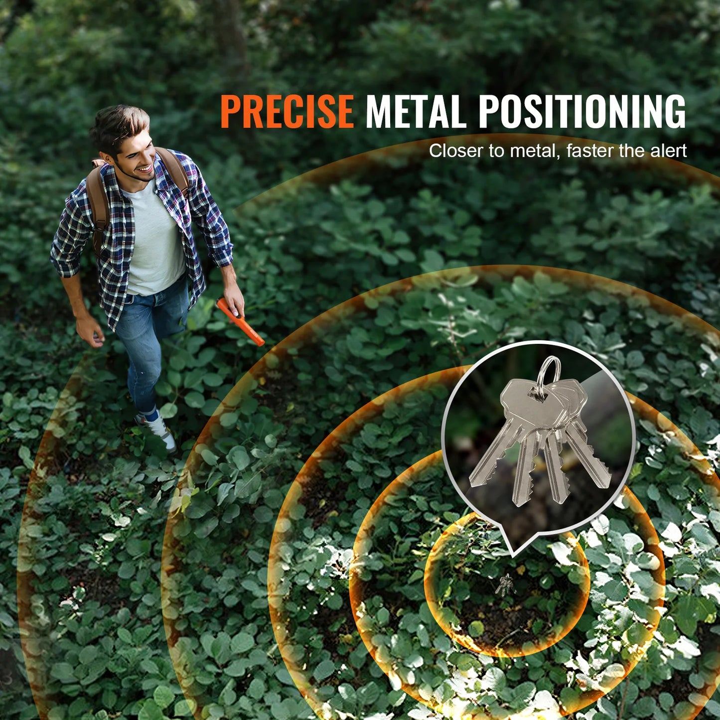VEVOR Metal Detector Pinpointer IP66/IP68 Waterproof Handheld Pin Pointer Wand 1.96"/4.5" Detection Depth 3 Modes for Detecting