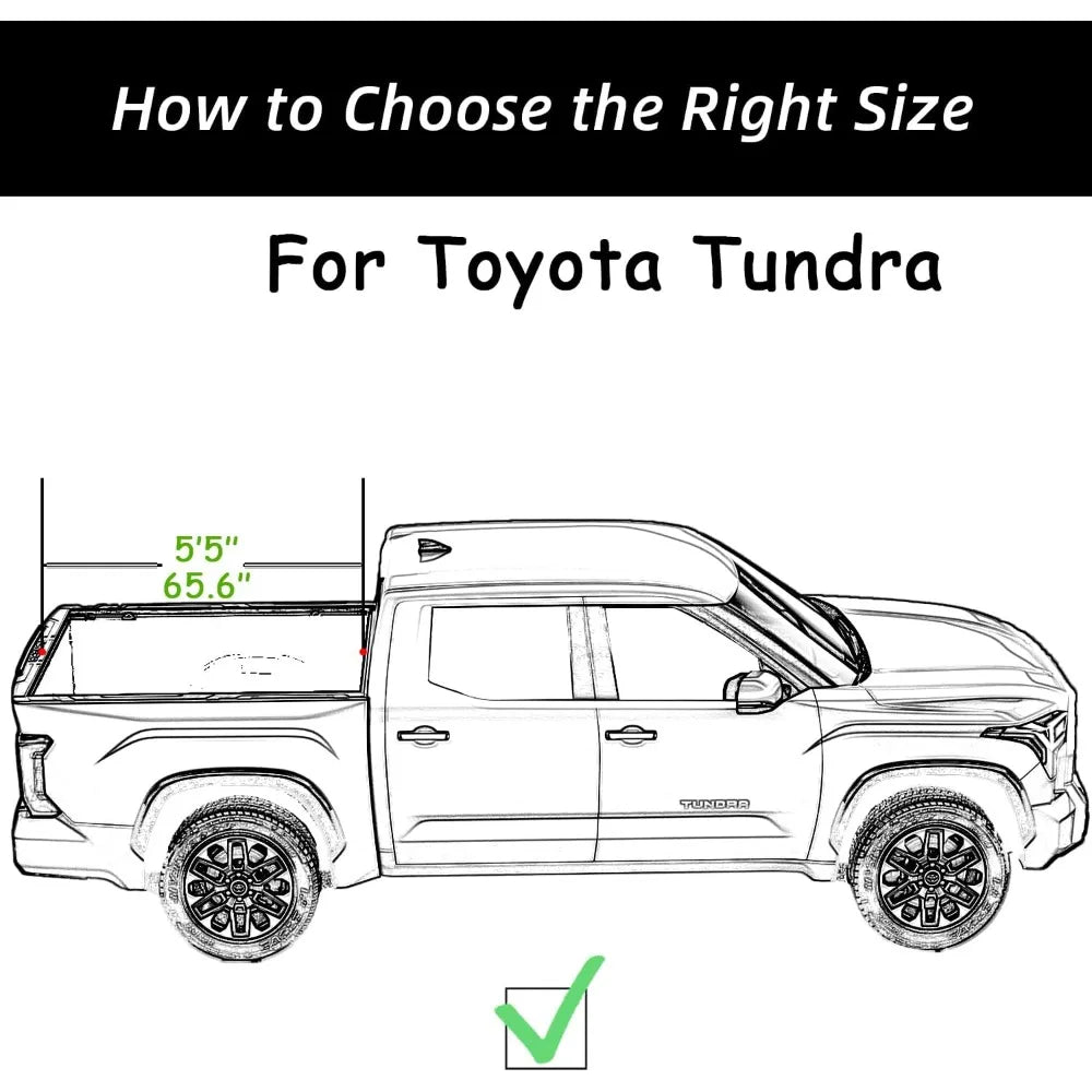 Retractable Truck Bed Tonneau Cover for 2022 2023 2024 2025 Toyota Tundra (5.5' /65.6") Hard Truck Bed Cover Key Lock