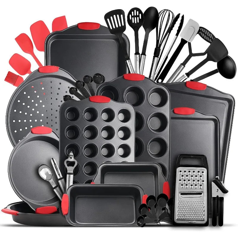 Baking Pan Set, 39 Piece Premium Baking Set, Nonstick Bakeware Sets BPA Free, Cookie Sheets for Baking Nonstick Set, Steel Bakin