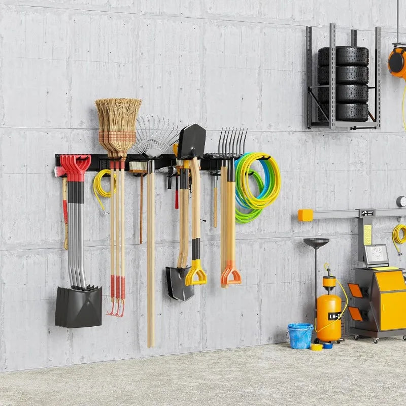 Rack, 48 Inch Heavy Duty Garage Wall Organzier, 13Pcs Adjustable Garden Tool Organizer for Garage Storage Organizat