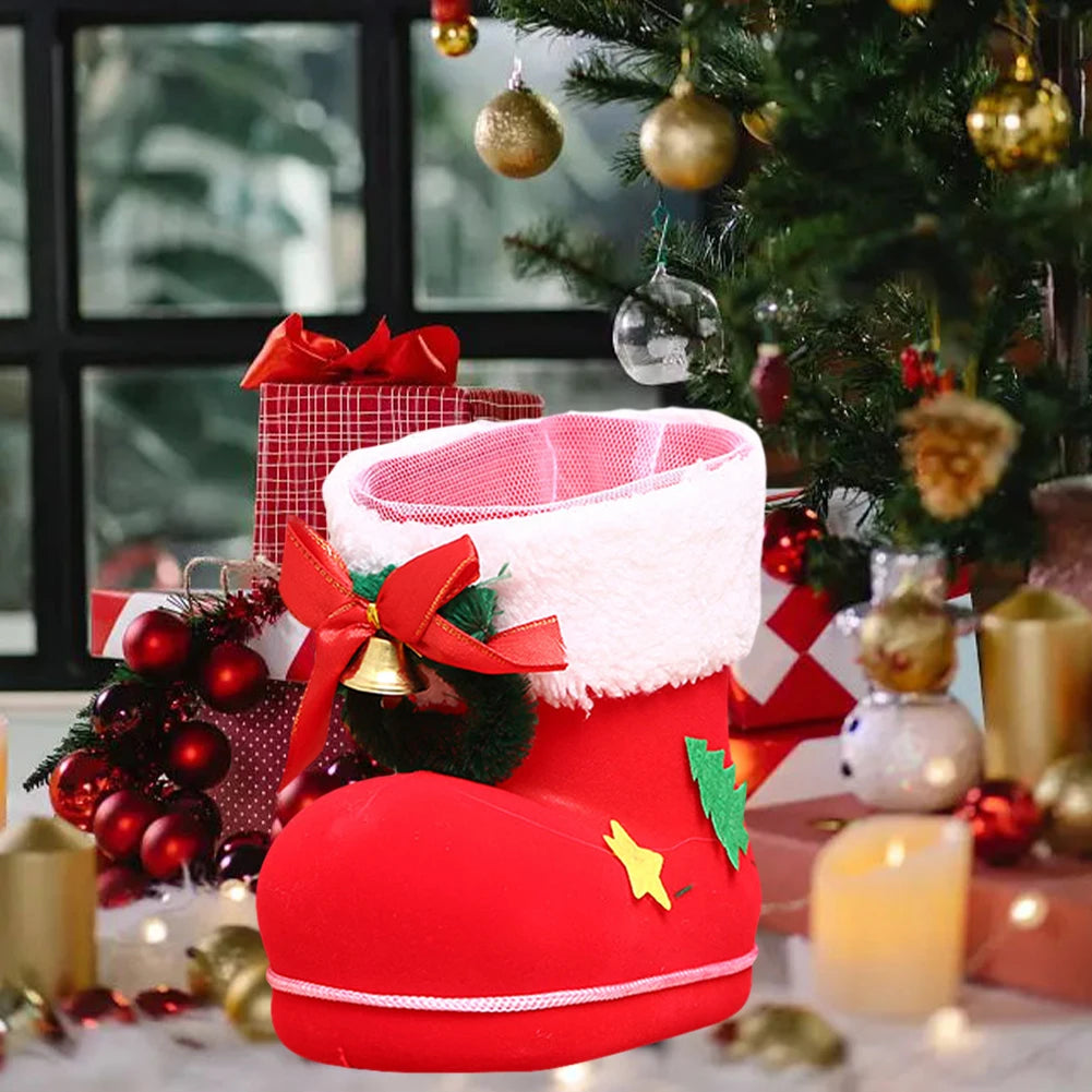 Christmas Red Candy Gift Bag Creative Sugar Storage Boots Mini Festival Theme Home Decoration Supplies