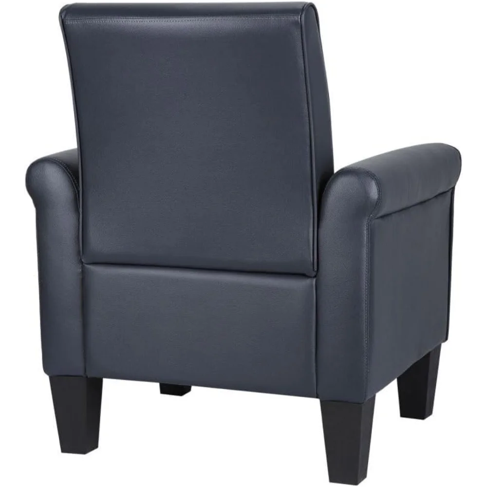 Mid-Century Modern Leather Accent Chairs Overstuffed Leather Living Room Chair Upholstered Comfortable Club Chair