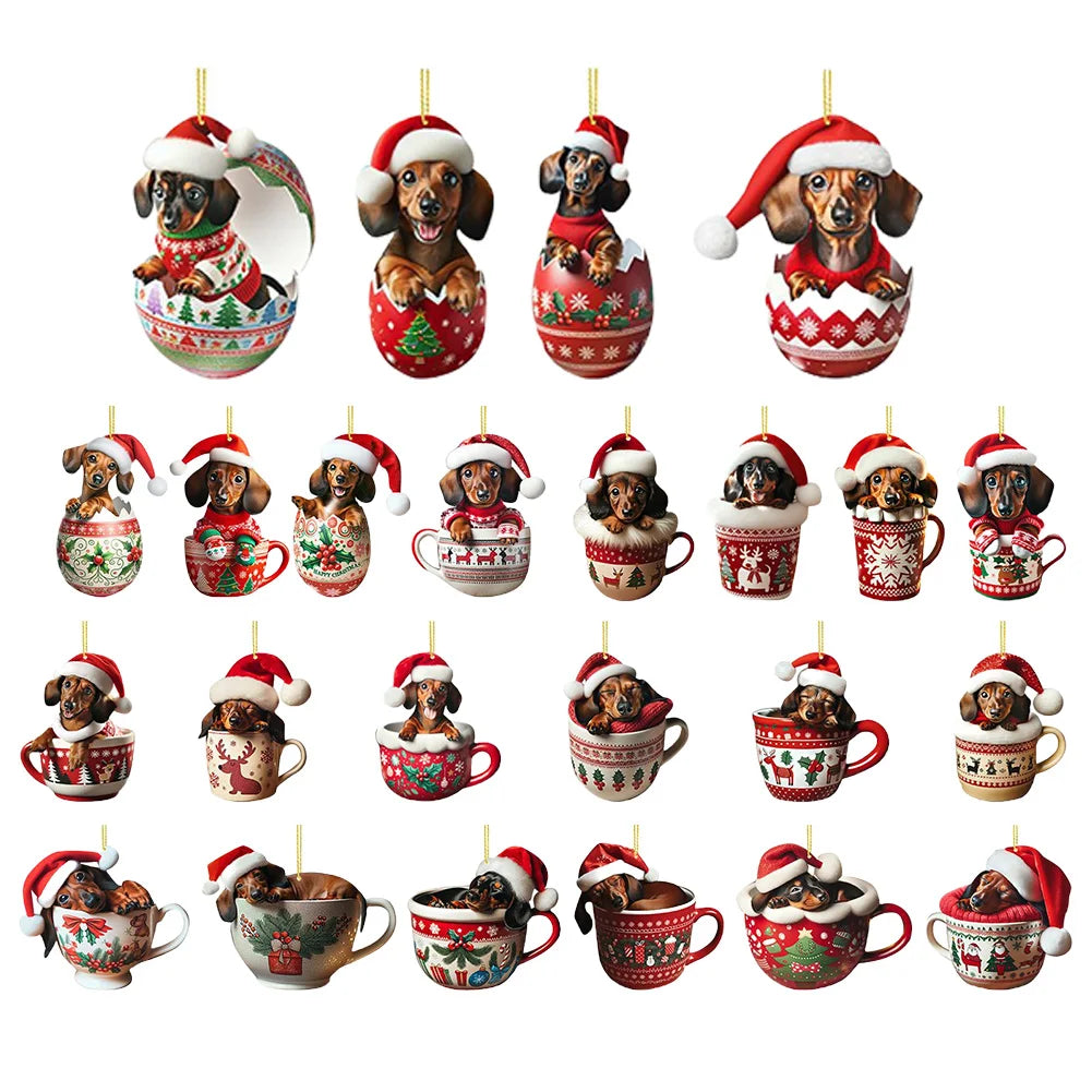 Dachshunds 24 Days Christmas Countdown Calendar W/Dachshunds Figure Ornament Dog Advent Calendar Christmas Gifts for Dog Lover