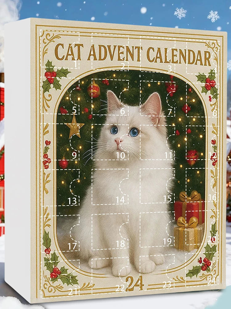 2025 Cat Christmas Countdown Calendar with 24 Ornament 24 Days Christmas Countdown Calendar Xmas Advent Calendar for Xmas Gifts