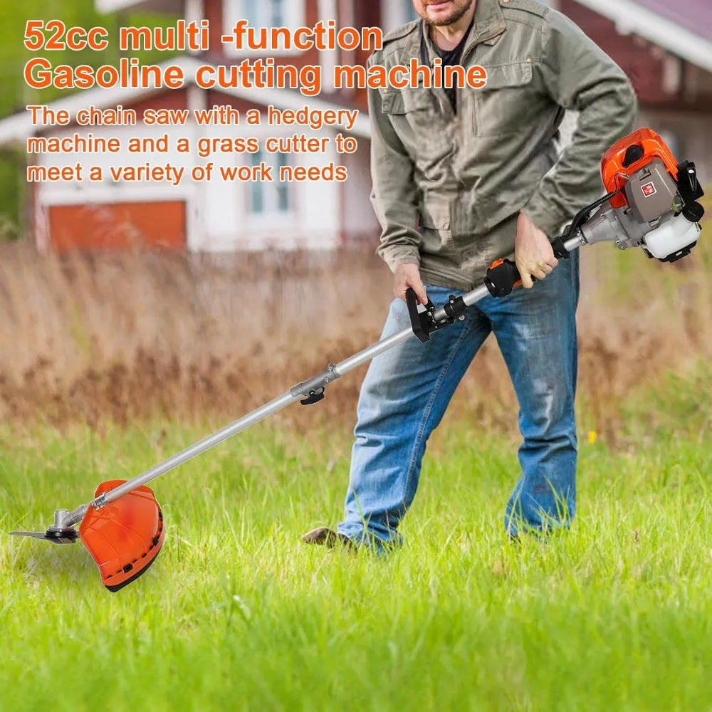 5 in 1 Multifunctional Lawn Mower,52CC Gas Weed Trimmer,Cordless Weed Wacker,Cordless Hedge Trimmer & Grass Edger,2-Stroke Brush