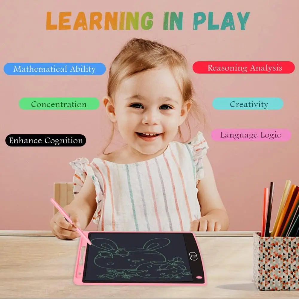 6PCS Learning Set 8.5Inch LCD Drawing Board Writing Tablet Digit Magic Blackboard Art Painting Tool Kids Toys Brain Game Gift