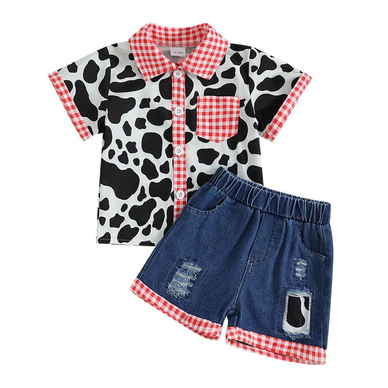 Toddler Boys Casual Outfits Dinosaur Print Short Sleeve T-Shirt and Camouflage Shorts Set for 2 Piece Clothing Set
