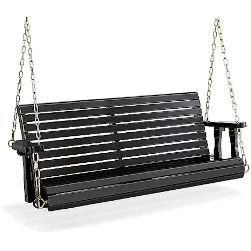 Upgraded wooden porch swings for courtyards and gardens, heavy-duty 880 pound outdoor swing benches with hanging chains