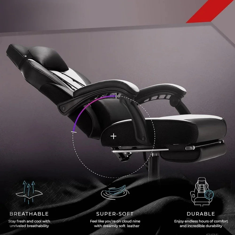 Gaming Chair with Footrest and Massage, Big and Tall Gaming Chair for Adults, Ergonomic Heavy Duty Gaming Chairwith Large Size