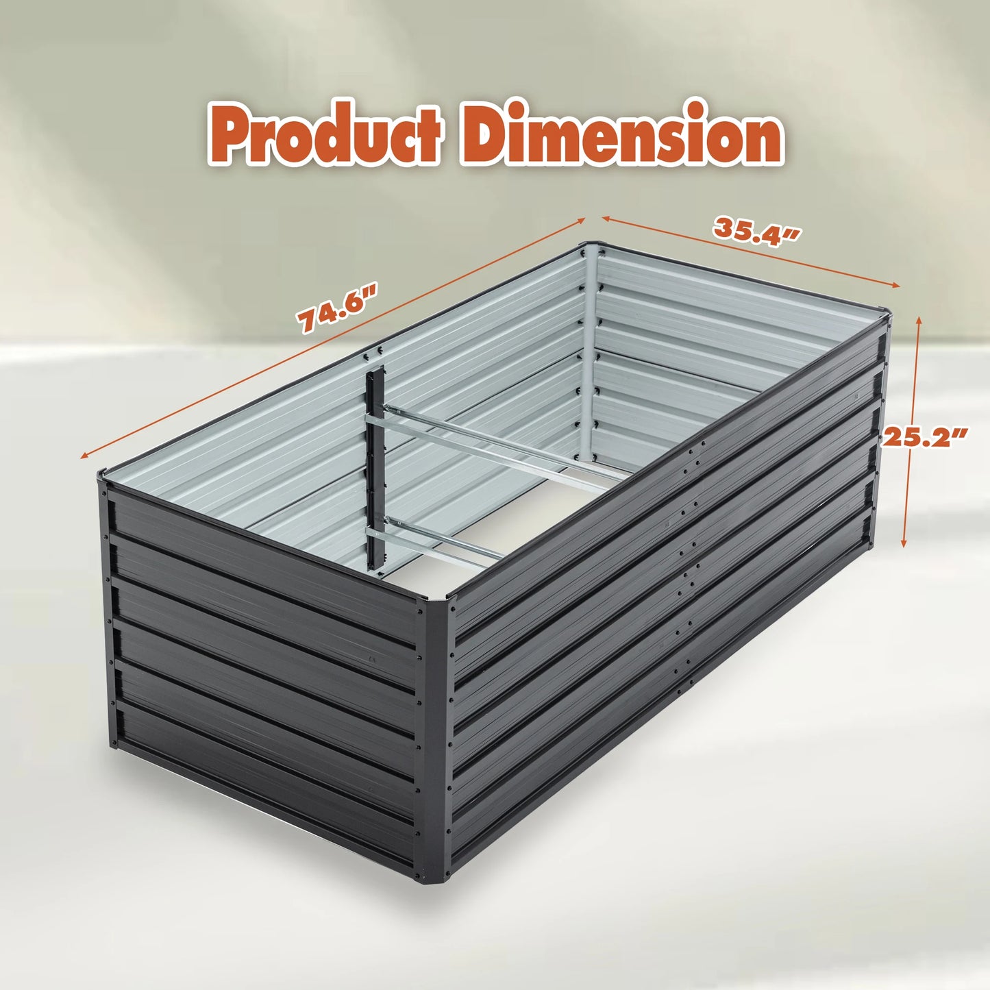6x3x2 FT Metal Raised Garden Bed, Outdoor, Reinforced, Galvanized, Rustproof, Colored Steel Planter Boxes for Vegetables