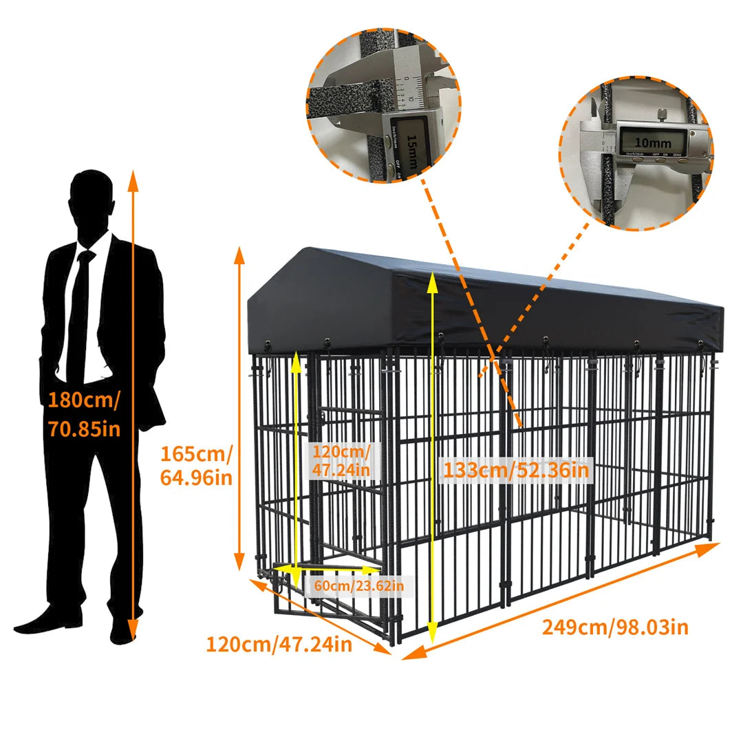 64.9” Heavy Duty Dog Kennel Pet Welded Metal Playpen Large Animal Cage Outdoor Indoor