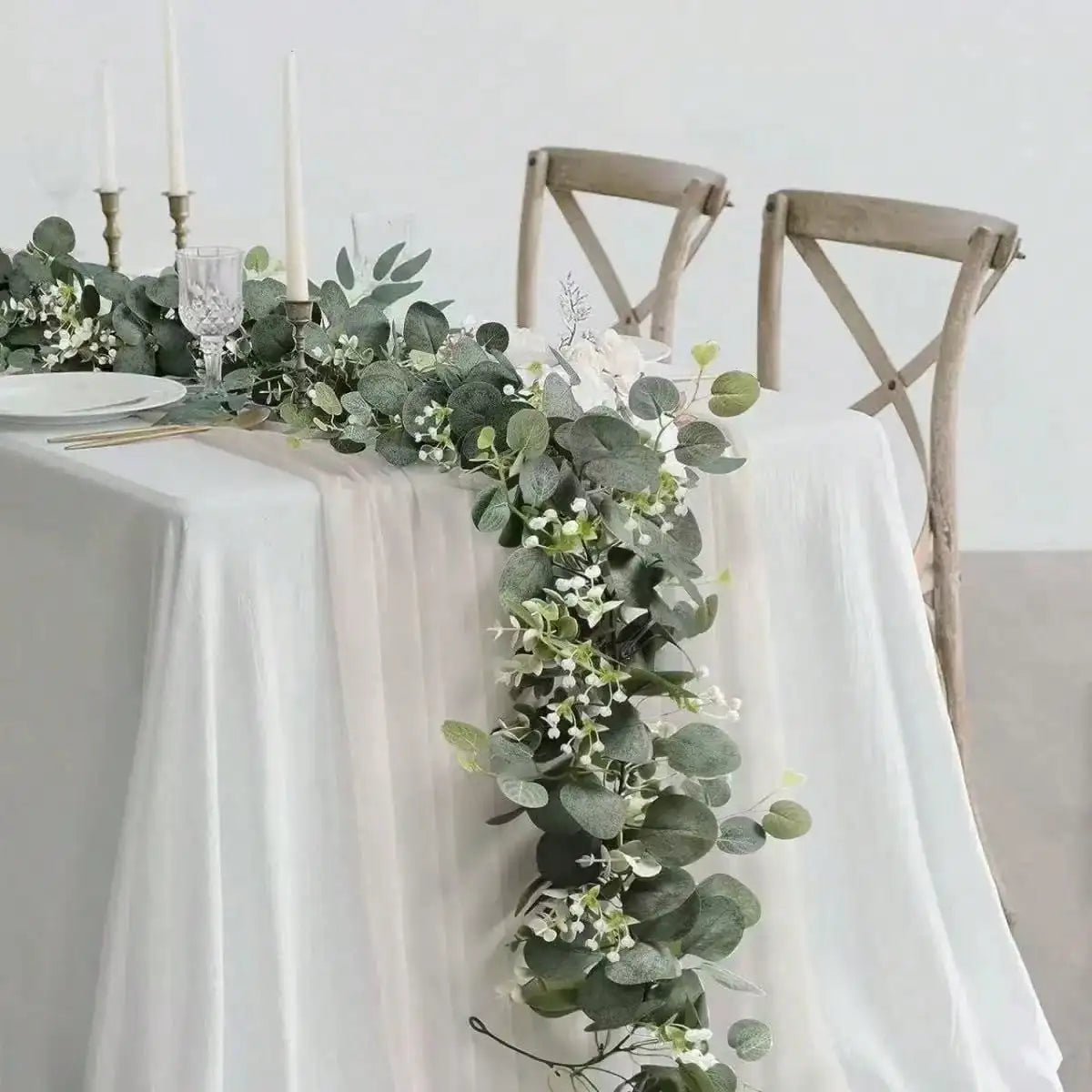 1pc Green Eucalyptus Wreath, Artificial Rustic Style Wreath, Suitable For Door, Wall, Window Decor