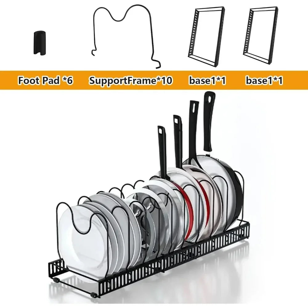 2 Pack Expandable Pot Lid Rack Organizer, Pans Organizer Rack, Pots and Pans Organizer Rack Cookware Set Organizer