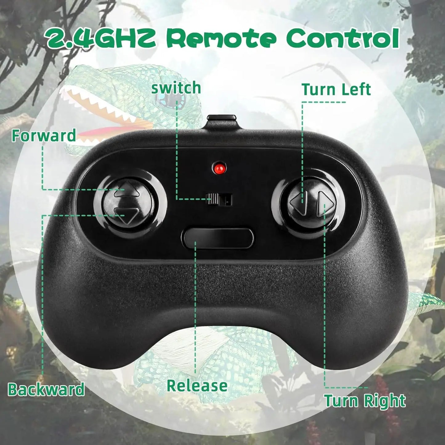 2.4Ghz Remote Control Inflatable Dinosaur Toy for Kids Realistic Electric Toy Dinosaur with 360°Rotation Birthday Gifts for Boys