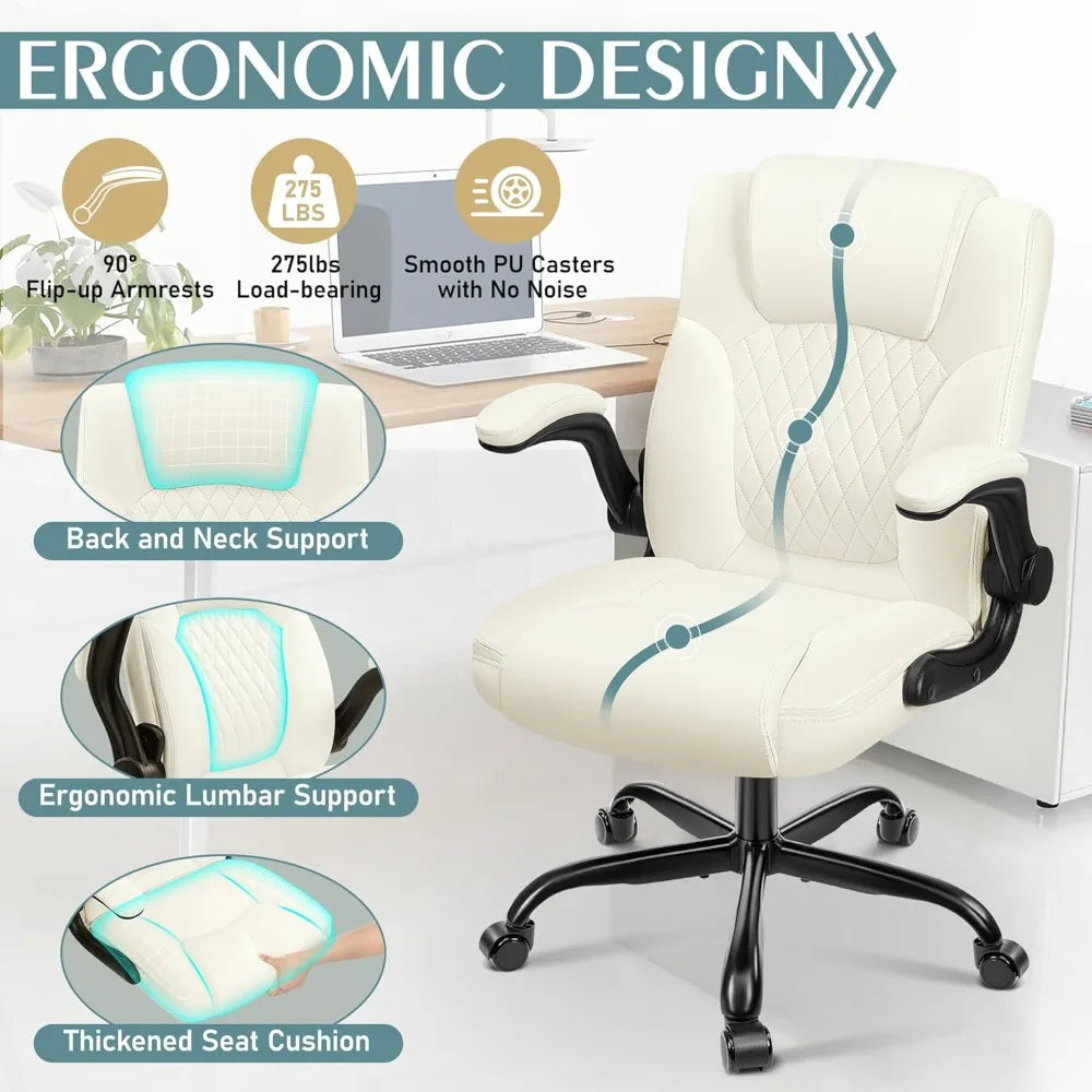 PU Leather Office Chair, Computer Desk Chairs, Ergonomic Back Support, 360 ° Swivel Free,Small Gaming Chair with Wheels