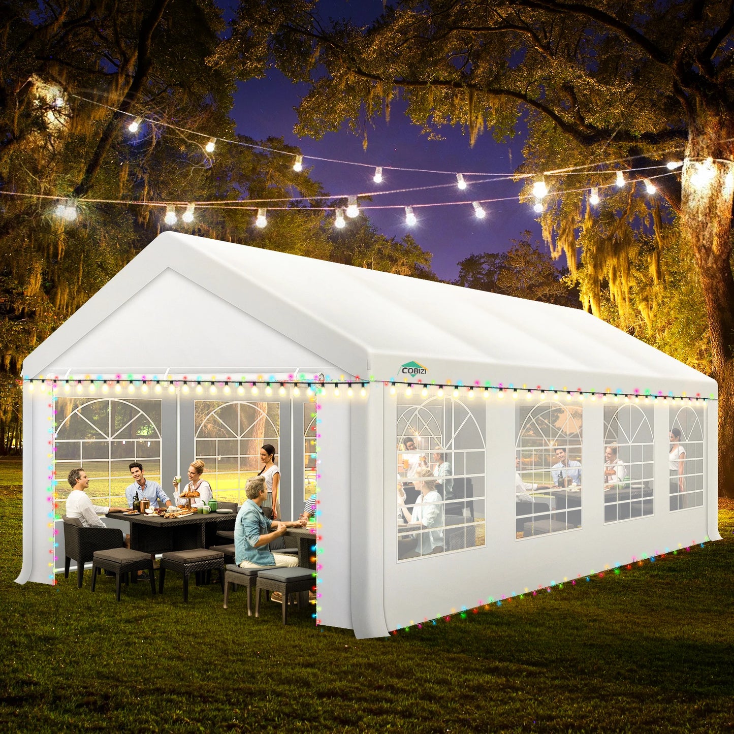 13x26 Party Tent Heavy Duty, 13x26 Tent with Removable Sidewalls & Built-in Sandbags, Wedding Tent, Easy to Set up, UV 50+,