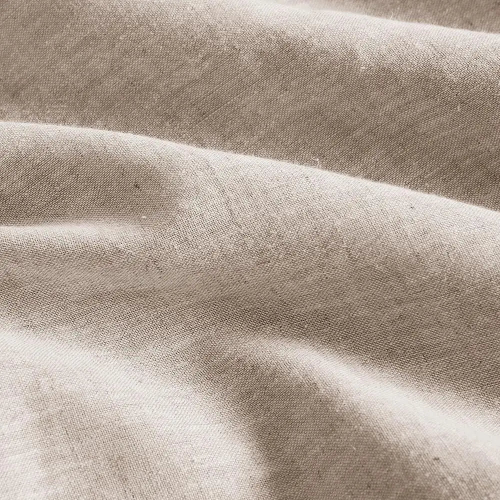Linen Cotton Blend Duvet Cover Set Organic Natural Soft Bedding Queen Size 3Pcs Textured Minimalist Design Eco-Friendly Home