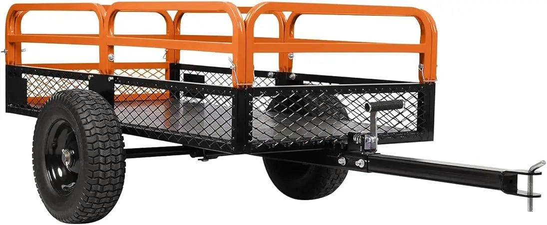 Heavy Duty Steel Dump Cart,1500 Lbs Utility Garden Cart with Wheels,15 Cubic Feet Garden Utility Trailer with Removable Sides,Ha