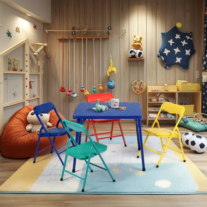 Kids Game Card Table and Chair Set, 5-Piece Toddler Furniture for Playroom & Preschool