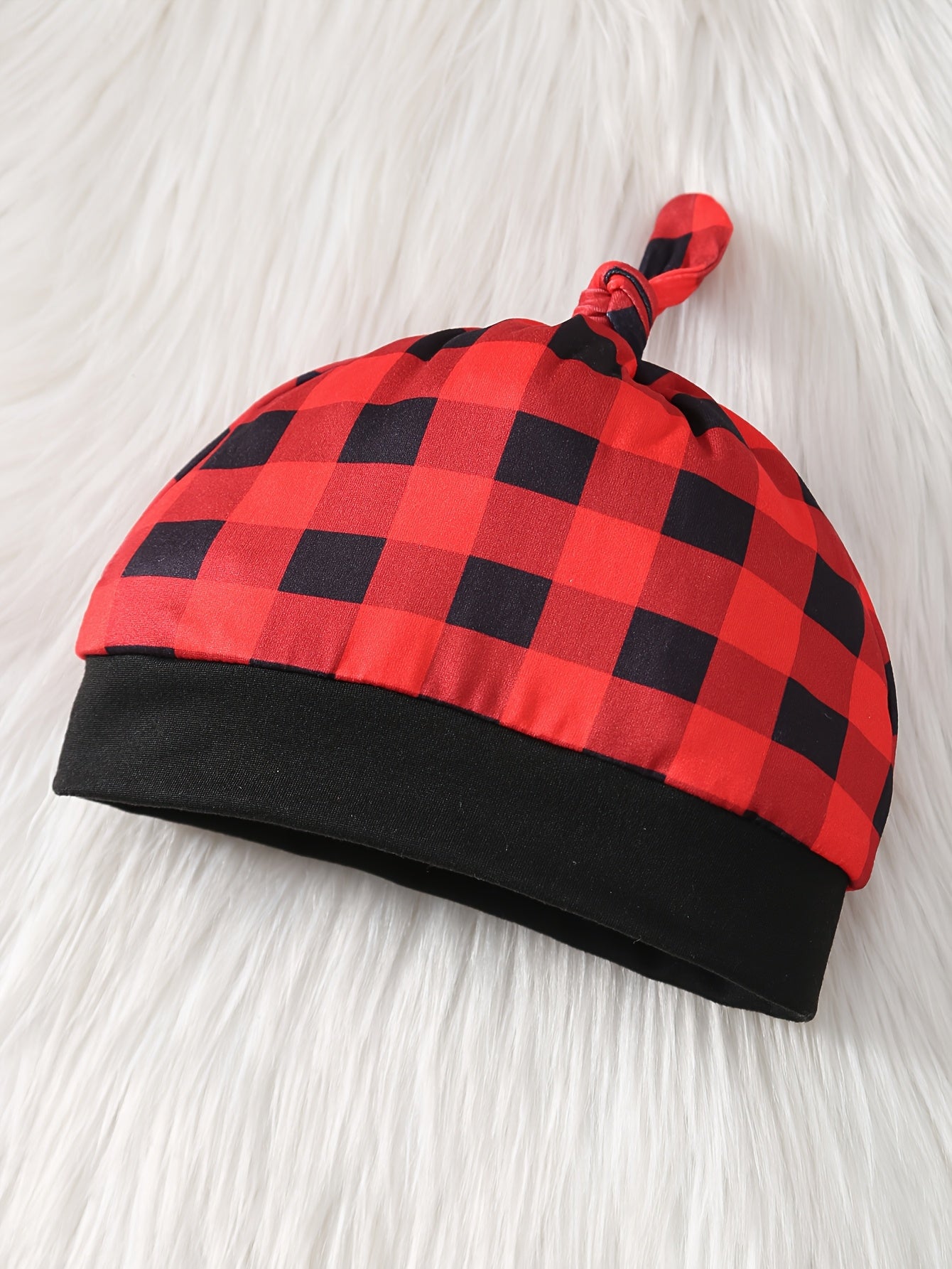 2pcs Baby Boy Christmas Outfit Set - Plaid Jumpsuit & Hat with Merry Christmas Lettering, Red Black White Checkered Romper, Suspenders & Bow Tie, Machine Washable Winter Clothes for (Easy Dressing), Perfect for Outdoor