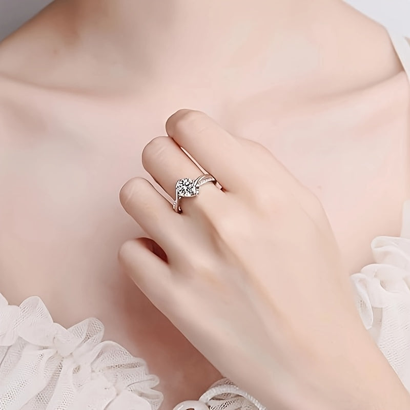 1CT D-Color Moissanite Ring, S925 Silver Minimalist Promise Ring, April Birthstone, Women'S Premium Jewelry, Suitable for Proposals, Engagements, Weddings, Banquets, Birthdays, Celebrations, Anniversaries, Valentine'S Day, Gi