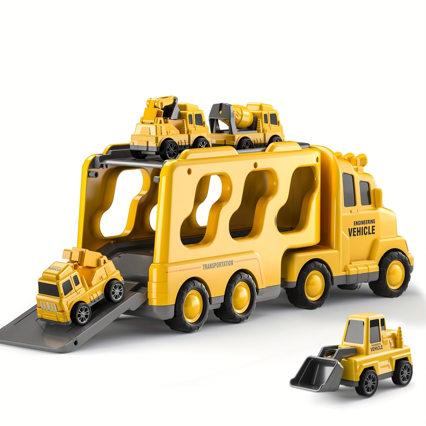 Babyhome Ambulance Truck 5 in 1 with Lighting & Sound, Friction Power Vehicle, Rescue Helicopter, Police Car, Fire Truck, Ambulance, Christmas, Birthday Gift, Interactive Toy Combination Toy Car