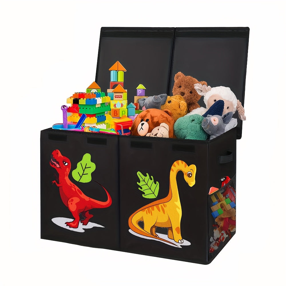 Extra Large Collapsible Toy Box with Lids - Sturdy Storage Organizer for Toys, Black Pink Chest Bin for 14+ Boys & Girls, Perfect for Playroom, Bedroom, Nursery, Toy Storage Organizer, Playroom Organizer - Vibrant Illustratio