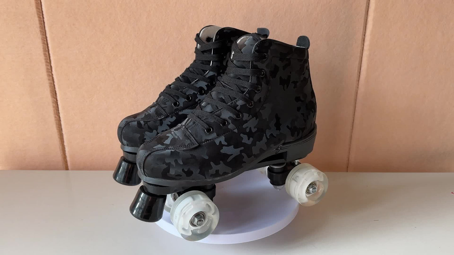 YYW High-Top Camouflage Roller & Ice Skates Suitable for Indoor/Outdoor Use, Double-Row Wheel System with Shoe Bag & Wheel, Heavy-Duty /Fabric/ Sole for Skating, Ice, - Wear for Beginners & Pros