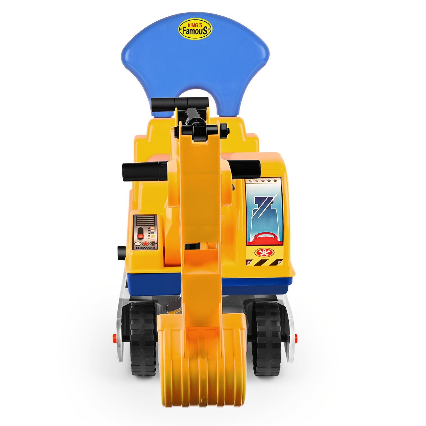 Ride-On Excavator Toy Tractor with Movable Arm & Mobile Base - Green/Yellow Construction Truck with Storage Basket, Realistic Digging Bulldozer for &, Birthday/Christmas/Halloween Gift (Ages 1+)