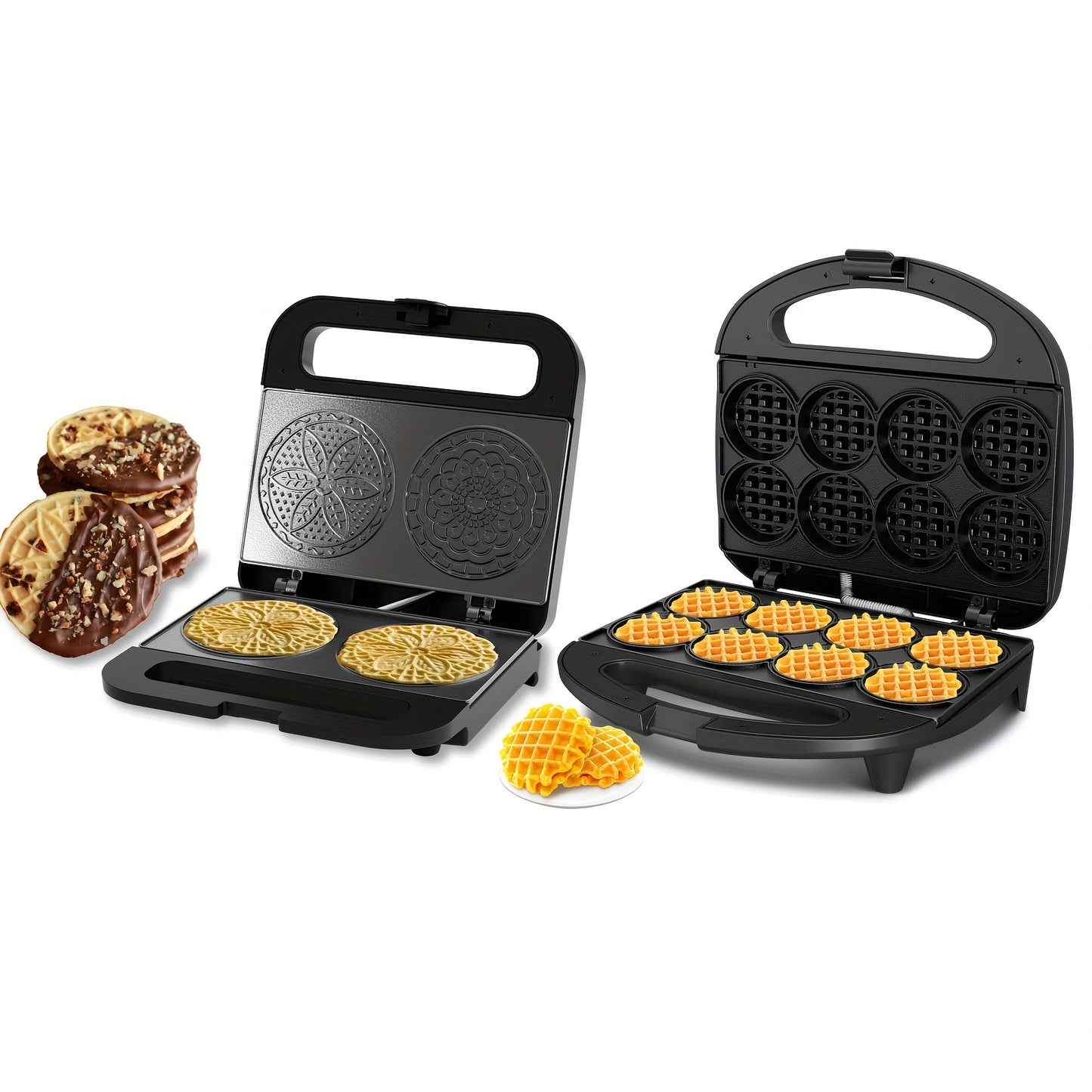 Mini Electric Pizzelle Cookie Maker, 4 * 4 Inches, Non-Stick, Perfect for Breakfast, Snacks, Desserts, And More
