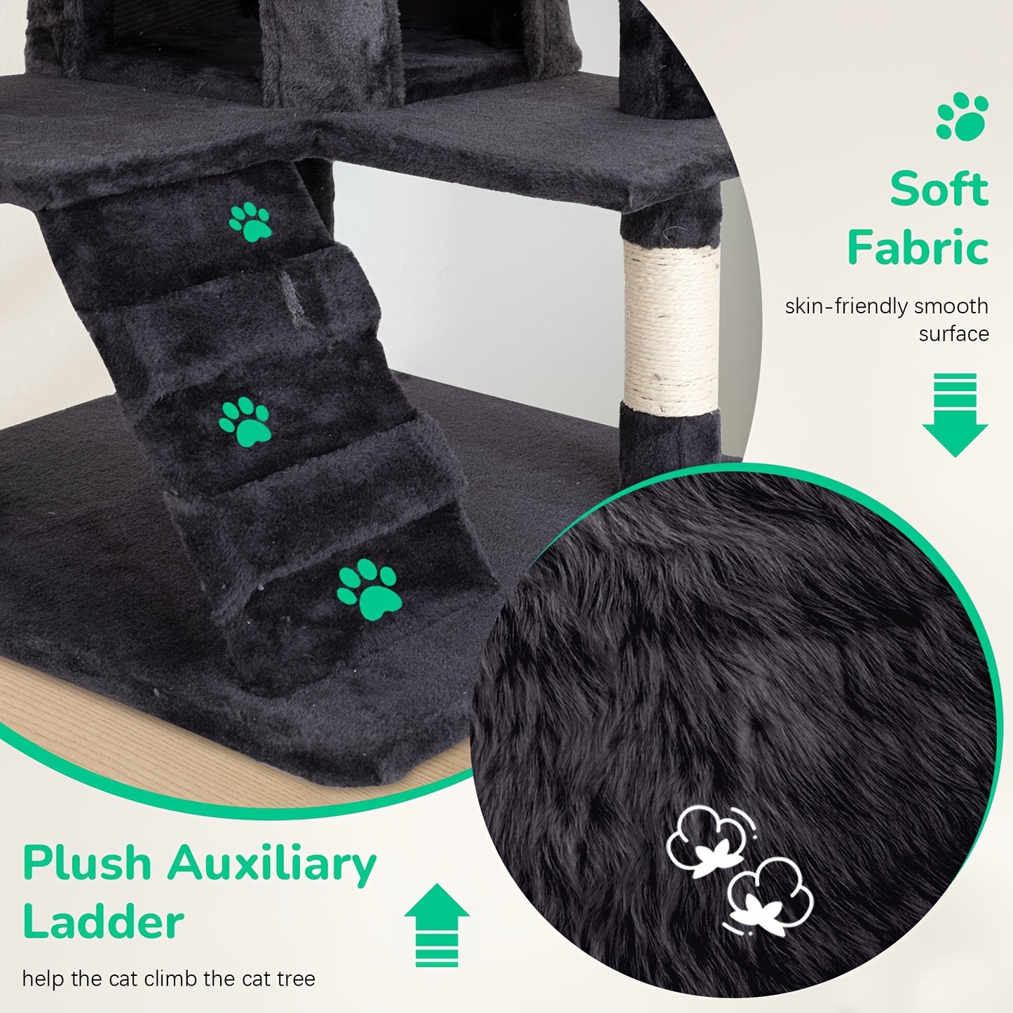 DOPINMIN 54in Cat Tree Tower For Indoor Cats, Multi-Level Furniture Activity Center With Scratching Posts Stand House Condo Funny Toys Kittens Pet Play House, Dark Gray