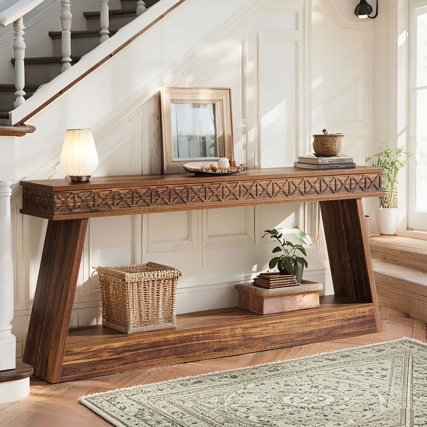 Entryway Console, Two-Level Table, Sofa Back Table, Durable And Reliable, Suitable for Living Room, Hallway, Foyer, Corridor, Office