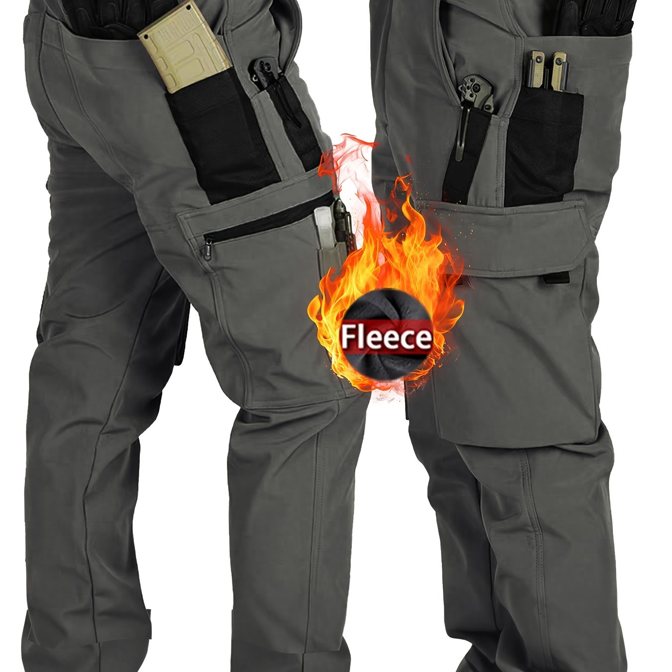 Men's Heavy-Duty Tactical Winter Pants - Thickened Insulated Work Pants with Multi-Pocket Design, MOLLE System Compatible for Hiking, Hunting, Construction - All-Season Outdoor Pants, Winter Work Pants for Men, Mens Winter Pa