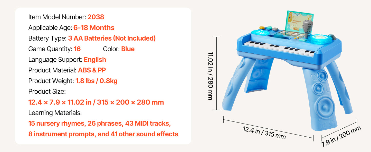 SucceBuy Baby DJ Playset for Toddlers with 133 Sound Sources Recording and LED DJ Turntable Baby Activity Table for Birthday