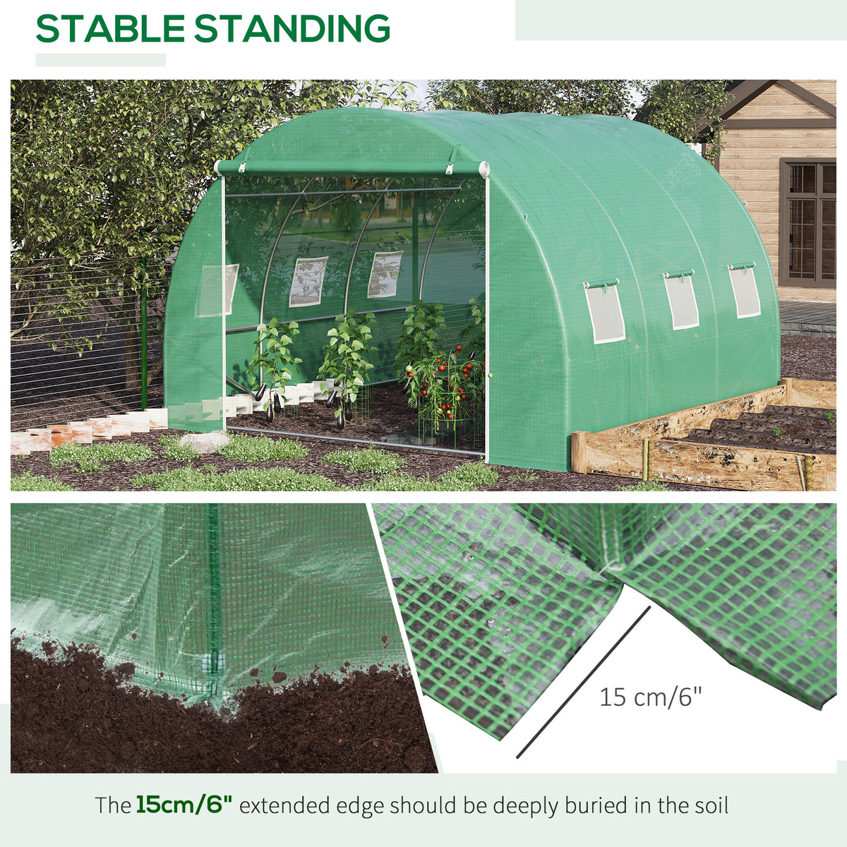 Extra Large 10' X 10' Greenhouse, Arch Greenhouse, Zippered Door, Windows, Green Color