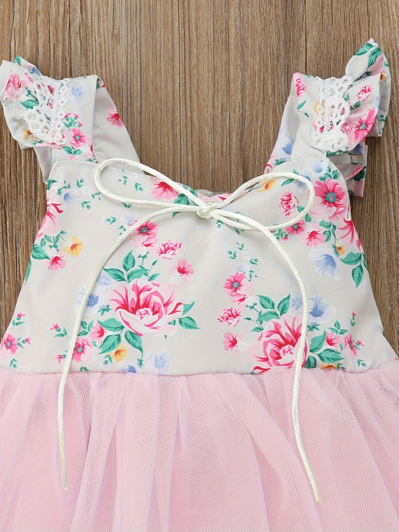 Girls' Sleeveless Tutu Princess Dress with Floral Print & Faux Drawstring Waist - Soft Pink Tulle Wedding Bridesmaid Party Pageant Dress for Spring/Summer, Wedding Dresses for Bride