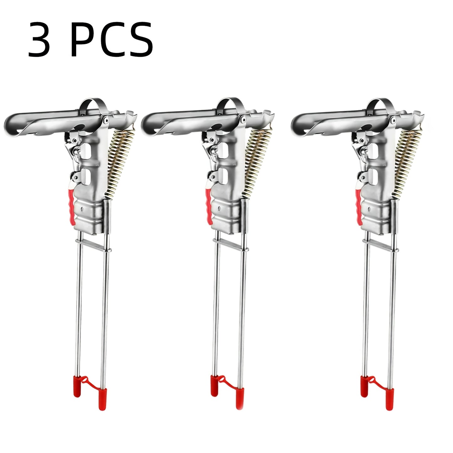 Set of 3 Automatic Spring Fishing Rod Holders Made of Stainless Steel, Featuring Double Springs And a Foldable Design for Ground Support
