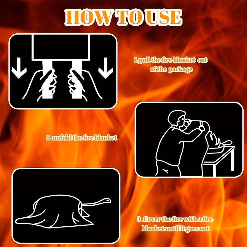 Fiberglass Emergency Fire Blankets Protection For Home, Kitchen, Camping, Heat Resistant, Flame Retardant