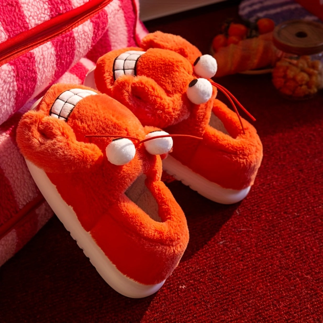 Cute Crab Slippers Face Design/ Expressive Eyes, Anti-Slip EVA Sole, Unisex Indoor/Outdoor Durable