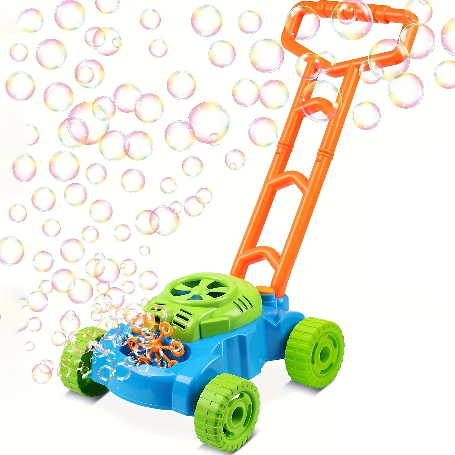 1 set Bubble Lawn Mower for Toddlers, Kids Bubble Blower Maker Machine, Summer Outdoor Push Yard Garden Toys, Easter Basket Stuffer Birthday Gifts Toys for Preschool Boys Age 3+Year Old