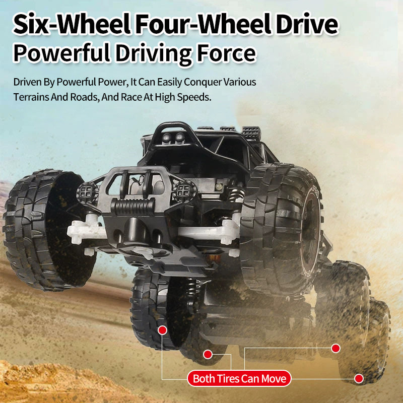 Six-Wheel Alloy Remote Control Car, All-Terrain Electric Toy Vehicle, 2.4GHz R/C Off-Road Car, High-Speed Climbing Car with Headlights And Shock Absorbers