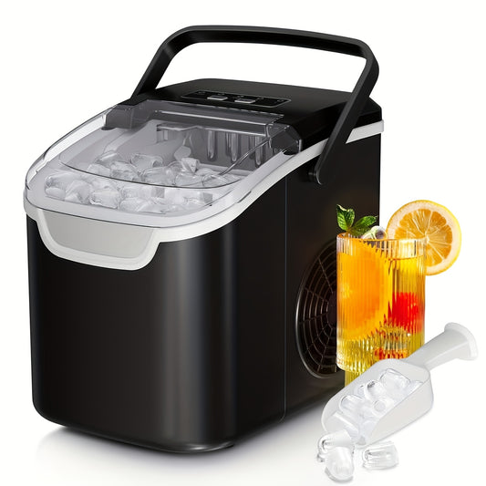 KNDKO Ice Maker, Making Ice In 8mins- Portable with Detachable Water Tank, Produces 26Lbs Ice/ Day, Self-Cleaning Function, Perfect for Home, Office, Parties.