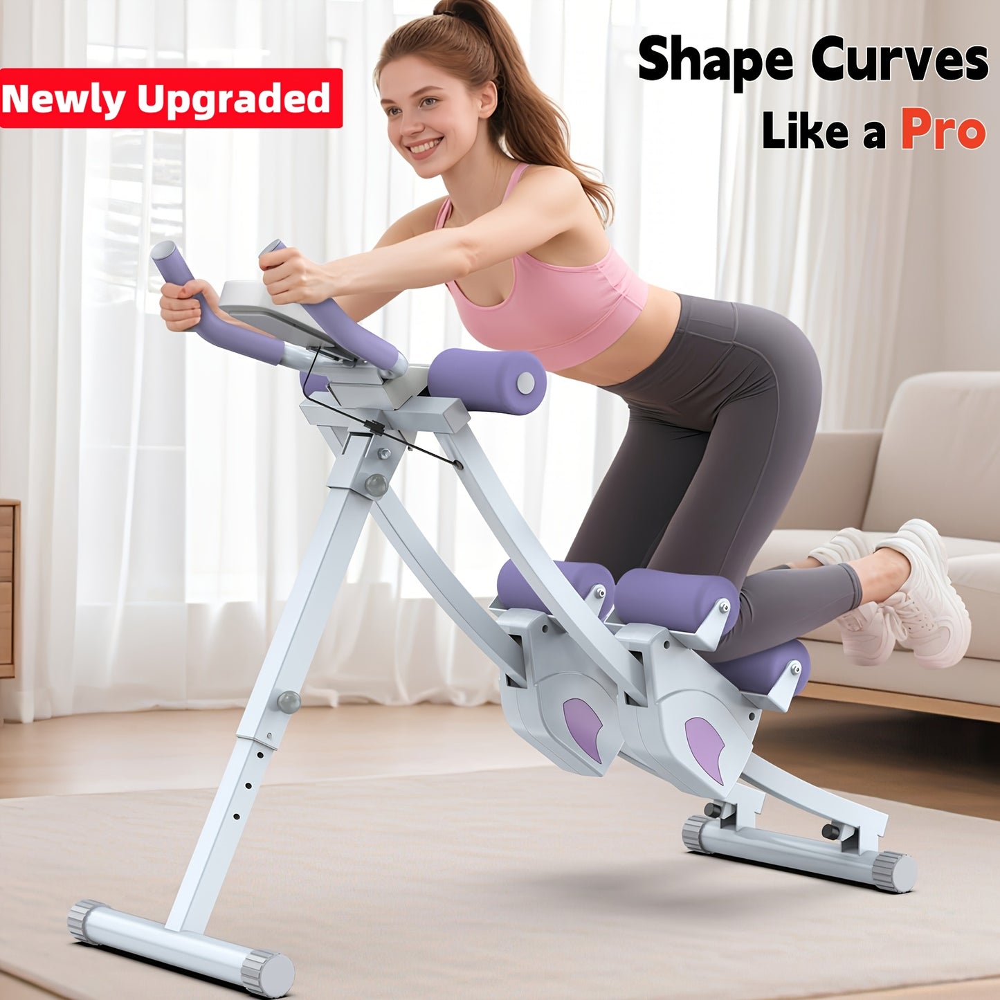 Ab Workout Equipment, Ab Machine for Home Gym, Foldable Core & Abdominal Exercise Machine, Adjustable Ab Machine Full Body Workout Women Exercise Fitness Equipment, Gifts for Women/Girls