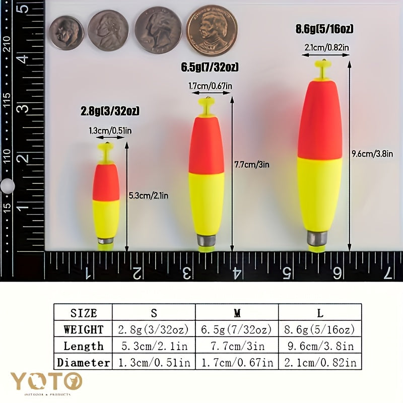 30pcs Premium EVA Fishing Floats - High Sensitivity & Visibility - Column-shaped, Weighted Sea Fishing Gear For Enhanced Performance, Without Battery