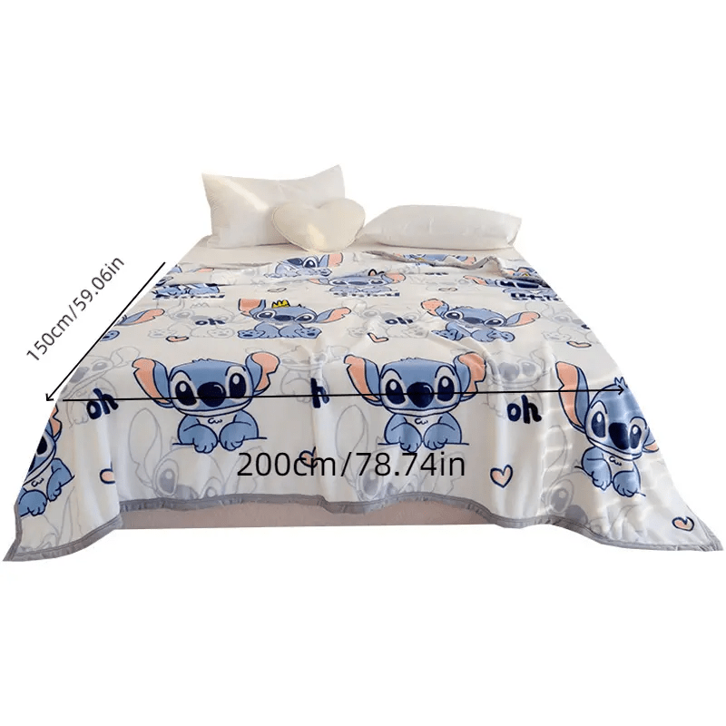 Stitch Reversible Plush Blanket 59.06x78.74inch - Soft Machine Washable Extra Large Bed Throw Blanket, Cartoon Pattern Design, Warm Home Decor Gift for Ladies and