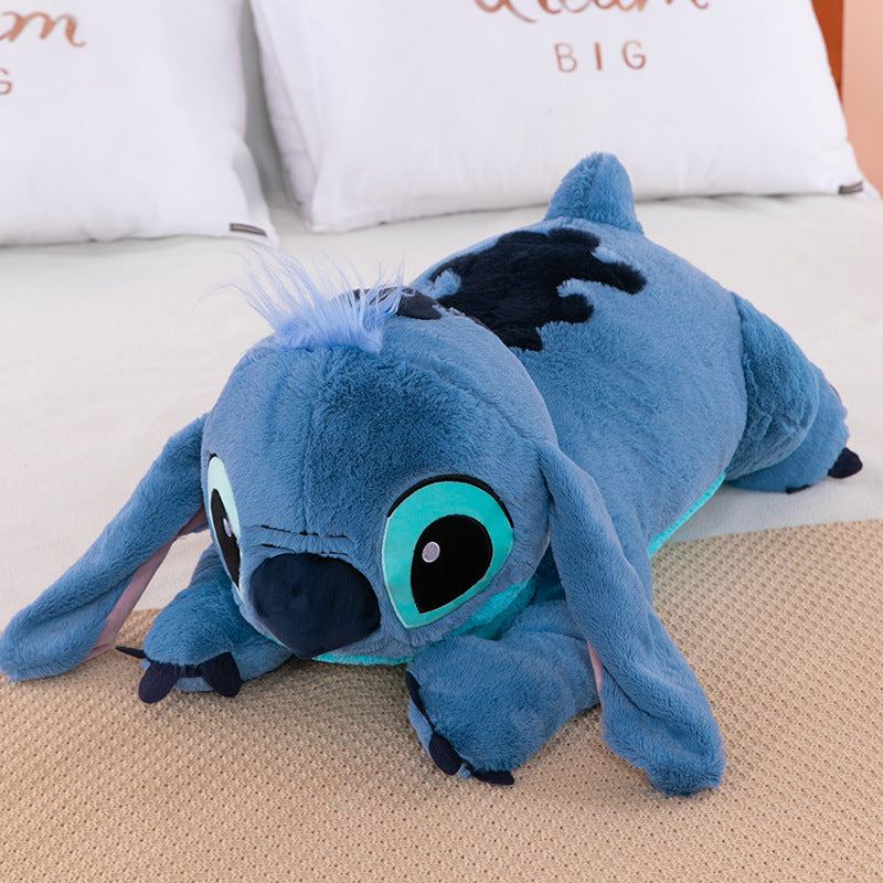 Stitch Embroidered Plush Toy - A Soft And Adorable Plush Animal Pillow Featuring An Embroidered Face And Seated Pose. Perfect For Beds, Sofas, And Travel - A Cute Embroidered Room Decor Gift For Fans. This Blue Stitch Has Exp