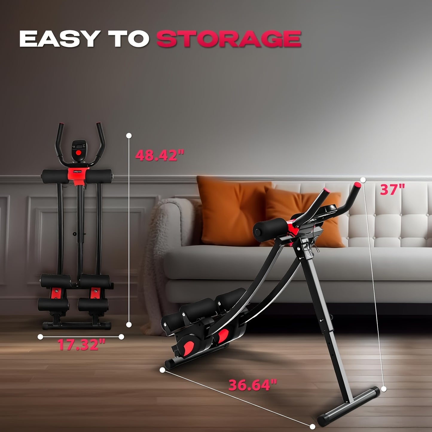 Ab Workout Equipment, Ab Machine for Home Gym, Foldable Core & Abdominal Exercise Machine, Adjustable Ab Machine Full Body Workout Women Exercise Fitness Equipment, Gifts for Women/Girls