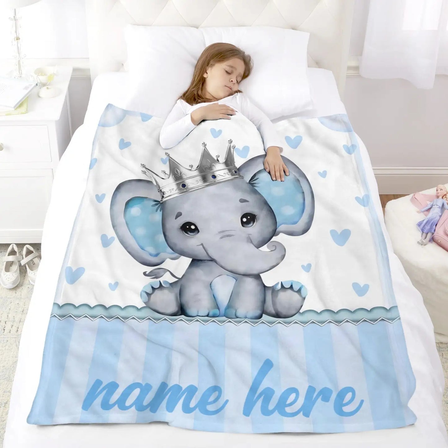 ized Elephant/Animal Name Blanket - Custom Bedspread with Name, Soft Lightweight All-Season Quilted Throw &, Bedding Gift, Bedtime Comforter (Add Your Name), Cot Bedding, Throw Blanket, Stitch Throw, Blankets With Name, Thick
