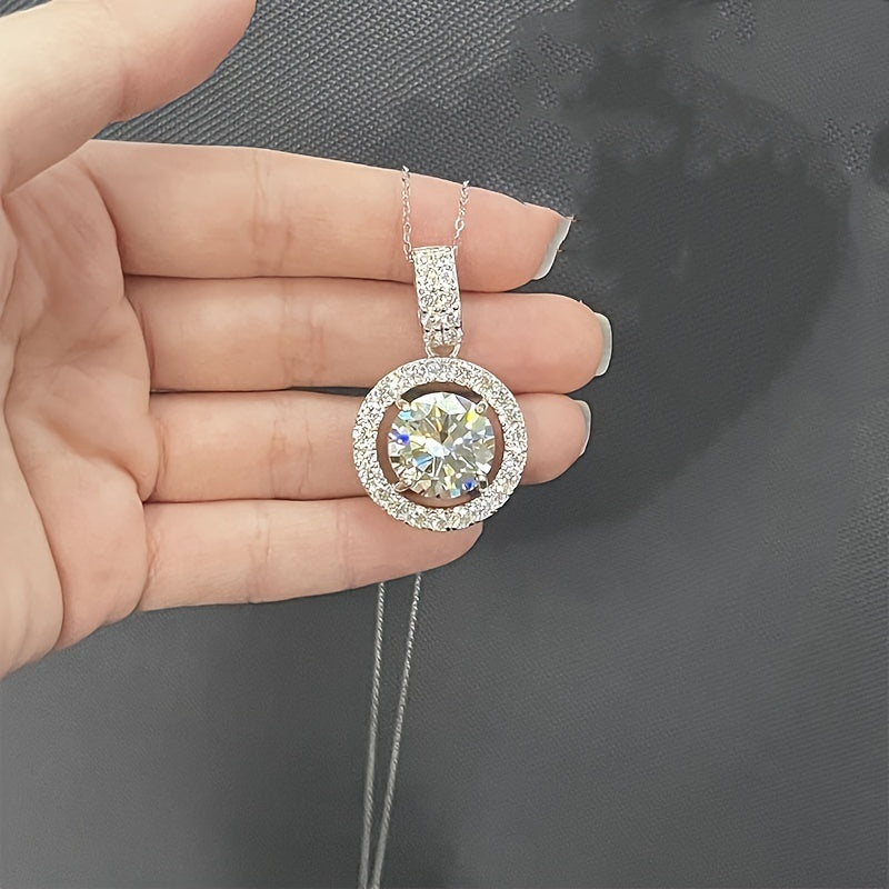 S925 925 Silver 5ct moissanite Necklace Men'S Jewelry Premium Men'S Pendant, Silvery Necklace, Perfect For Parties Engagement Wedding Anniversary Birthday, Ideal Holiday Gift For Family & Friends. Grab Your Gift Now. Christma